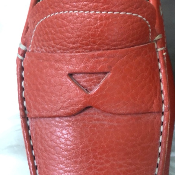 Prada Pebbled Leather Contrast Stitch Penny Loafers 40.5/7.5/8 - Picture 3 of 13
